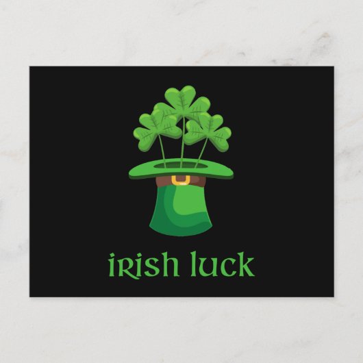 Irish Lucky Kleeblatt Clover Leprechaun Green Hat Postkarte (Vorderseite)