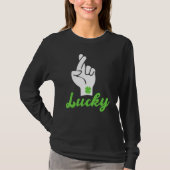 Irish Lucky Kleeblatt Hand Gesture Funny St Patric T-Shirt (Vorderseite)