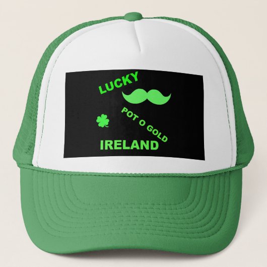 Irish Lucky Pot o Gold Quotes Truckerkappe (Vorderseite)