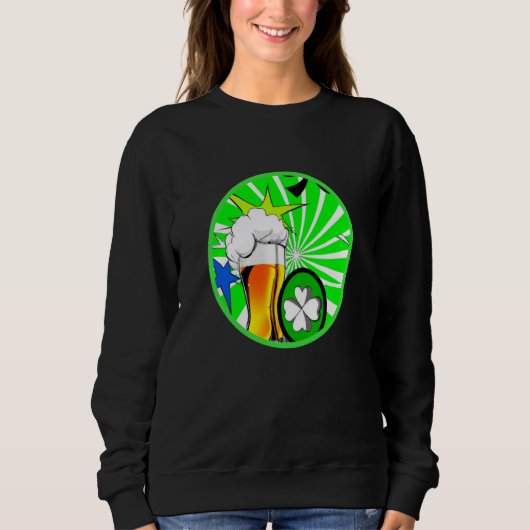 Irish lucky shamrock with beer mug St Patricks Day Sweatshirt (Vorderseite)