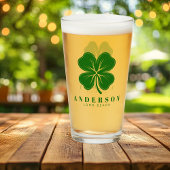Irish Lucky Vier grünes Leaf Klee mit Name Pint Glas