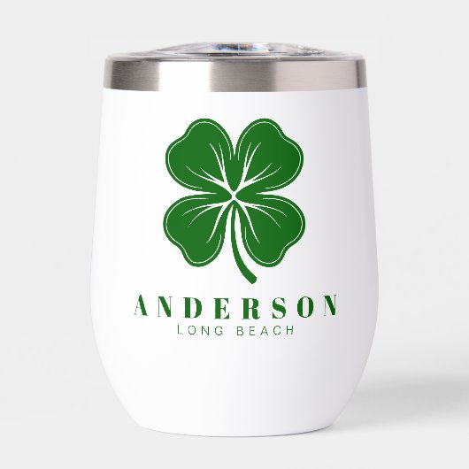 Irish Lucky Vier grünes Leaf Klee mit Namen (Vorderseite)