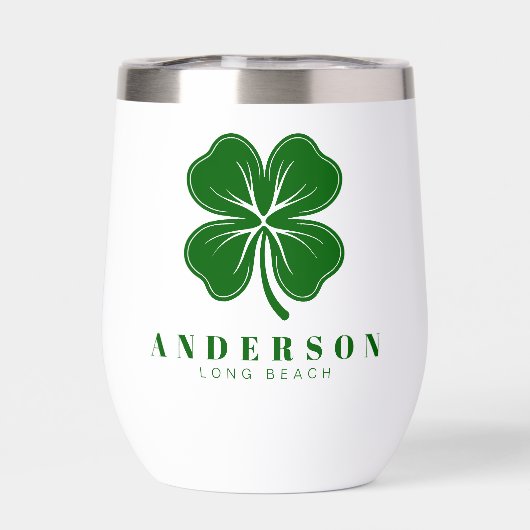 Irish Lucky Vier grünes Leaf Klee mit Namen (Rückseite)