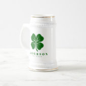 Irish Lucky Vier grünes Leaf Klee mit Namen Bierglas (Vorderseite Links)