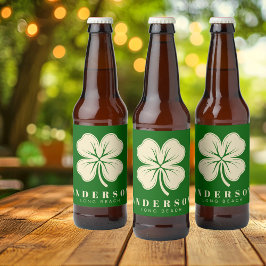 Irish Lucky Vierblättriges Kleeblatt mit dem Namen Bierflaschenetikett