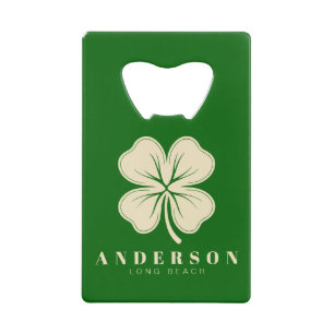 Irish Lucky Vierblättriges Kleeblatt mit dem Namen Geldbeutel Flaschenöffner