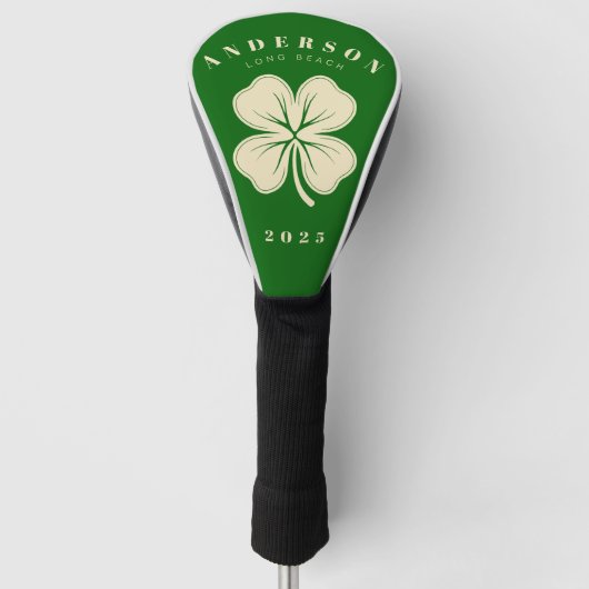 Irish Lucky Vierblättriges Kleeblatt mit dem Namen Golf Headcover (Vorderseite)