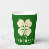 Irish Lucky Vierblättriges Kleeblatt mit dem Namen Pappbecher (Rückseite)