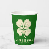 Irish Lucky Vierblättriges Kleeblatt mit dem Namen Pappbecher (Vorderseite)