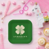 Irish Lucky Vierblättriges Kleeblatt mit dem Namen Pappteller (Party)