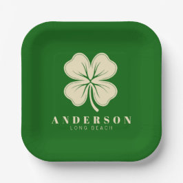 Irish Lucky Vierblättriges Kleeblatt mit dem Namen Pappteller