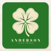 Irish Lucky Vierblättriges Kleeblatt mit dem Namen Rechteckiger Pappuntersetzer (Vorderseite)