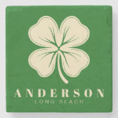 Irish Lucky Vierblättriges Kleeblatt mit dem Namen Steinuntersetzer (Vorderseite)