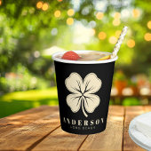 Irish Lucky Vierblättriges Kleeblatt mit Name Blac Pappbecher