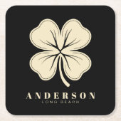 Irish Lucky Vierblättriges Kleeblatt mit Name Blac Rechteckiger Pappuntersetzer (Vorderseite)