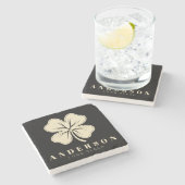 Irish Lucky Vierblättriges Kleeblatt mit Name Blac Steinuntersetzer (Seitenansicht)