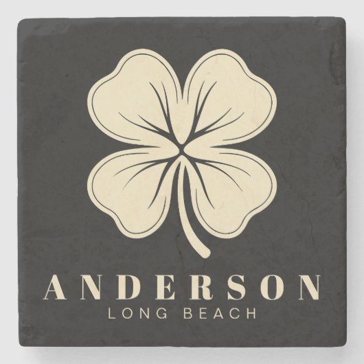 Irish Lucky Vierblättriges Kleeblatt mit Name Blac Steinuntersetzer (Vorderseite)