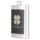 Irish Lucky Vierblättriges Kleeblatt | Name Black Flachmann (Links)