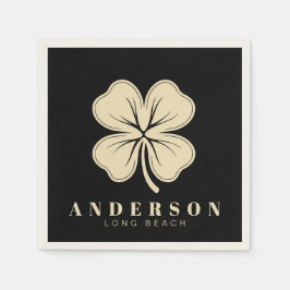 Irish Lucky Vierblättriges Kleeblatt | Name Black Serviette