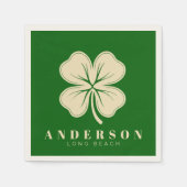 Irish Lucky Vierblättriges Kleeblatt | Name Green Serviette (Vorderseite)
