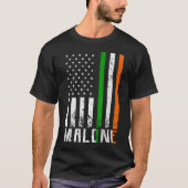 Irish MALONE Family American Flag Ireland Flag T-Shirt (Vorderseite)