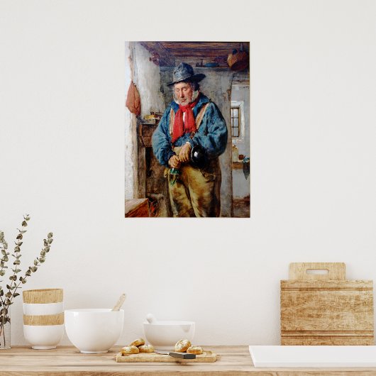 Irish Man wirft Whiskey in Flasche Poster (Küche)