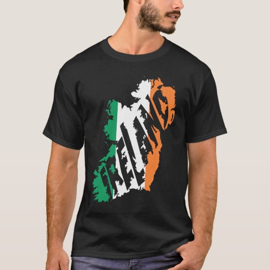 Irish Map Word Ireland Flag Colour Letters T-Shirt (Vorderseite)