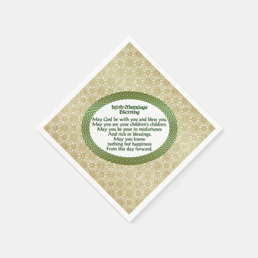 Irish Marriage Sessing, Gold & Green Wedding Serviette (Ecke)
