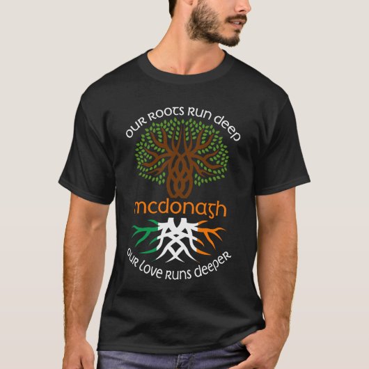 Irish MCDONAGH Family Name Our Love Runs Deeper T-Shirt (Vorderseite)
