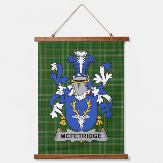 Irish McFetridge Coat of Arms Family Crest Wandteppich Mit Holzrahmen (Vorderseite)