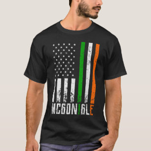 Irish MCGONIGLE Family American Flag Ireland Flag T-Shirt