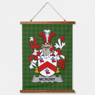 Irish McRory or McCrory Coat of Arms Family Crest Wandteppich Mit Holzrahmen