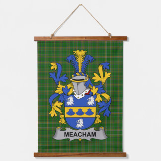 Irish Meacham Coat of Arms Family Crest Wandteppich Mit Holzrahmen