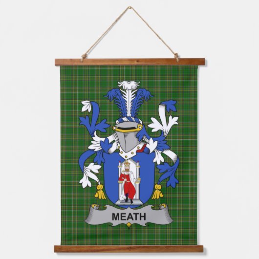 Irish Meath Coat of Arms Family Crest Wandteppich Mit Holzrahmen (Vorderseite)