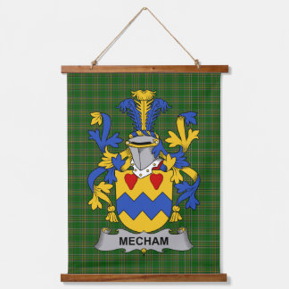 Irish Mecham Coat of Arms Family Crest Wandteppich Mit Holzrahmen