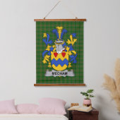Irish Mecham Coat of Arms Family Crest Wandteppich Mit Holzrahmen (Schlafzimmer)