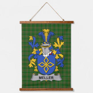 Irish Meller Coat of Arms Family Crest Wandteppich Mit Holzrahmen