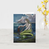 Irish Mermaid mit Harfengrüßkarte Karte (Gelbe Blume)