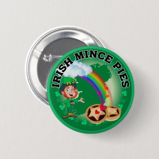 Irish Mince Pies am Ende eines Regenbogens Button (Vorne & Hinten)