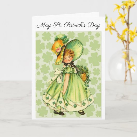 Irish Miss in Bonnet Karte (Gelbe Blume)