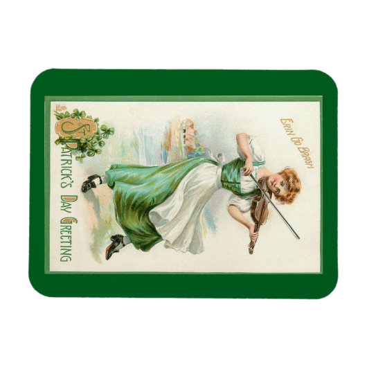 Irish Miss mit Violin Flexible Magnet (Horizontal)
