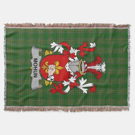 Irish Mohun oder Mohan Coat of Arms Familienwappen Decke (Vorderseite)
