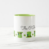 Irish Name Kleeblatt Hat St Patricks Day Green Fun Zweifarbige Tasse (Mittel)