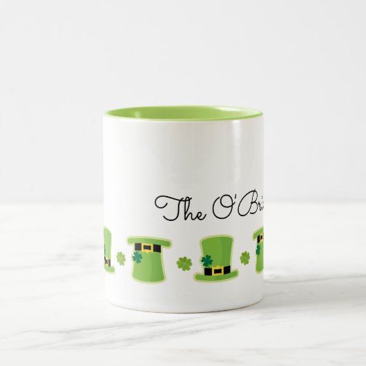 Irish Name Kleeblatt Hat St Patricks Day Green Fun Zweifarbige Tasse (Mittel)