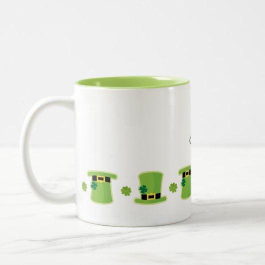 Irish Name Kleeblatt Hat St Patricks Day Green Fun Zweifarbige Tasse (Links)
