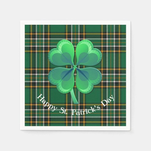 Irish National Kariert mit Kleeblatt Paper Napkin Serviette (Vorderseite)