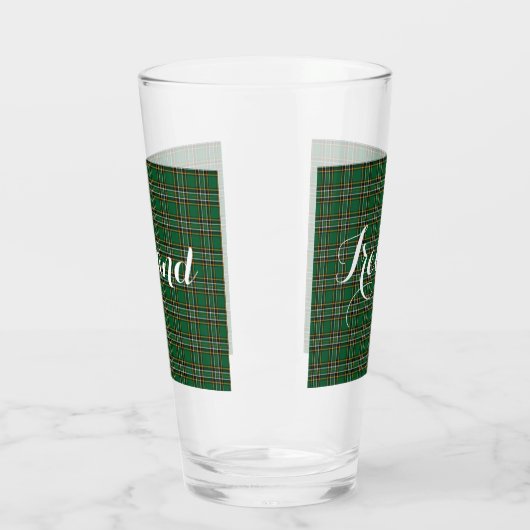 Irish National Tartan & Customizable Text Glas (Links)
