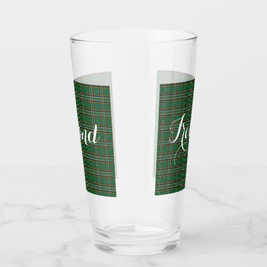 Irish National Tartan & Customizable Text Glas (Rechts)