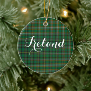 Irish National Tartan & Customizable Text Keramik Ornament