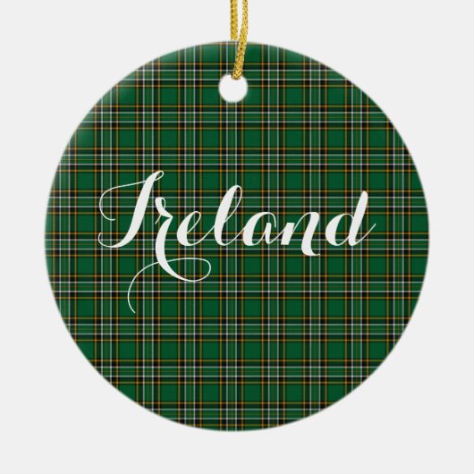 Irish National Tartan & Customizable Text Keramik Ornament (Vorne)
